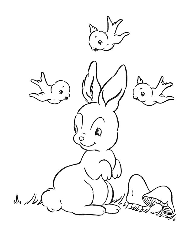 Bunny coloring pages vintage