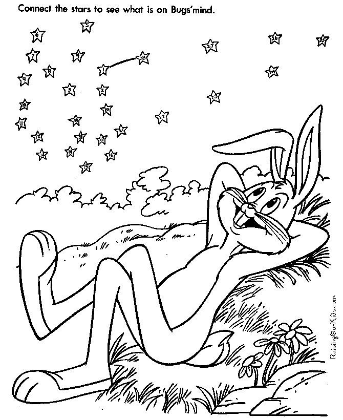 Connect stars bugs bunny coloring page