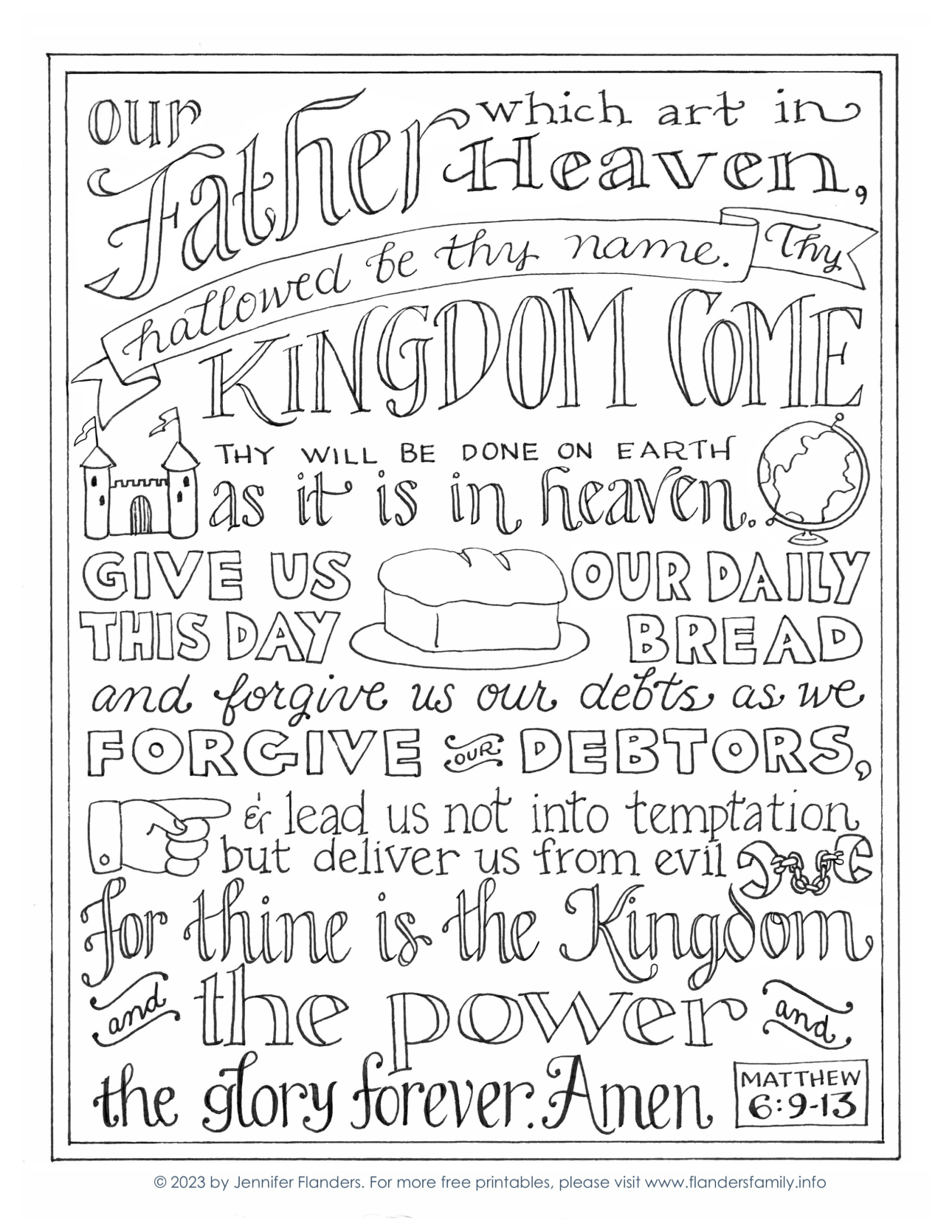 Model prayer coloring page