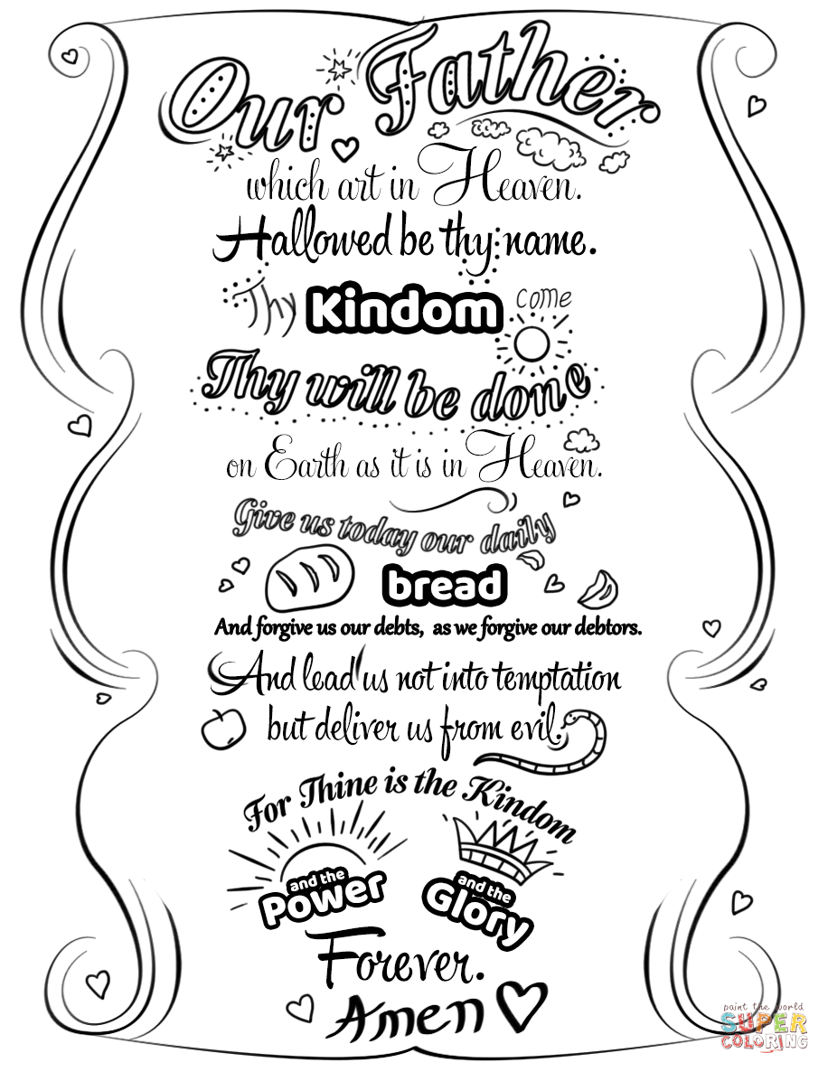 Click the lords prayer doodle coloring pages to view printable version or color it online patibâ lords prayer crafts the lords prayer prayers for children