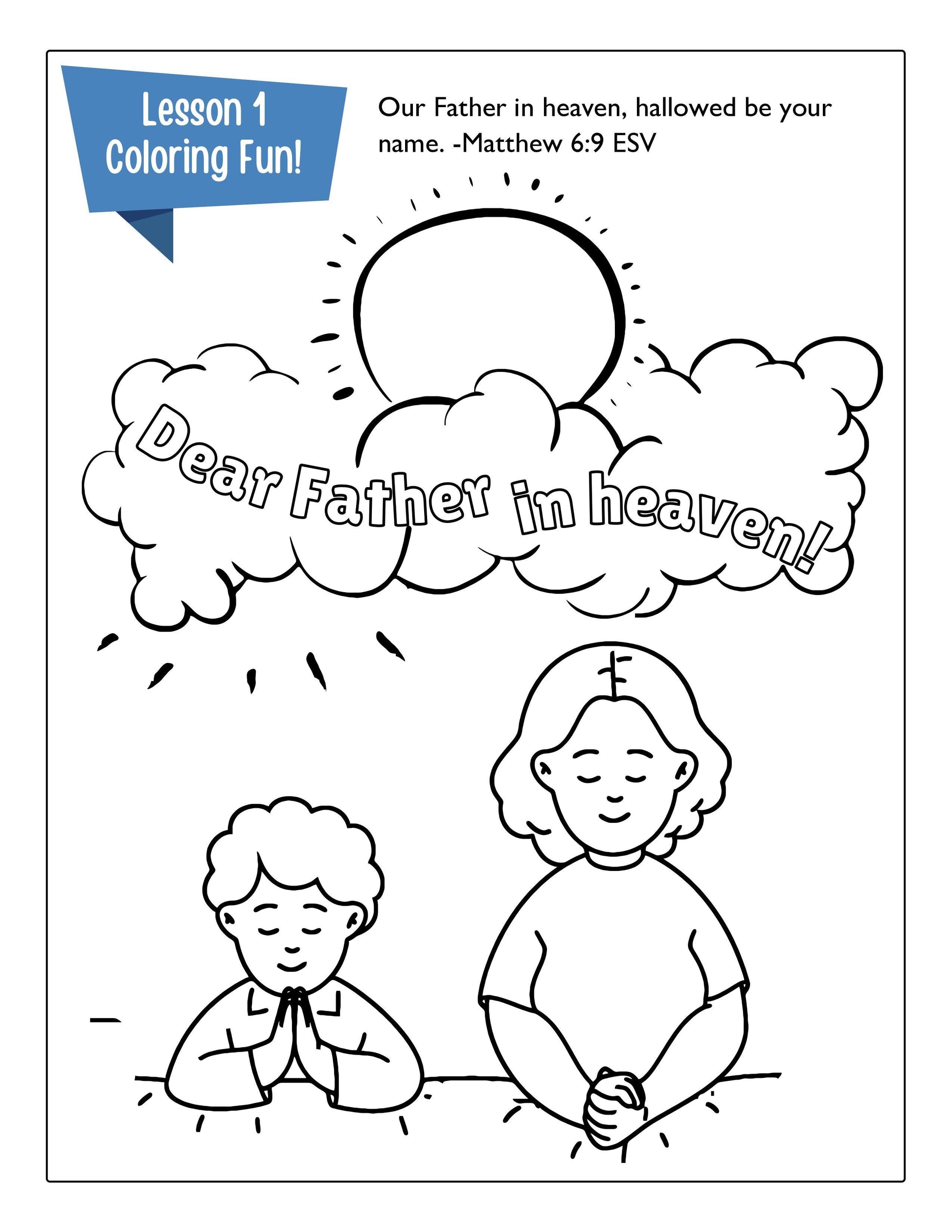 Our father free lesson for kids on the lords prayer