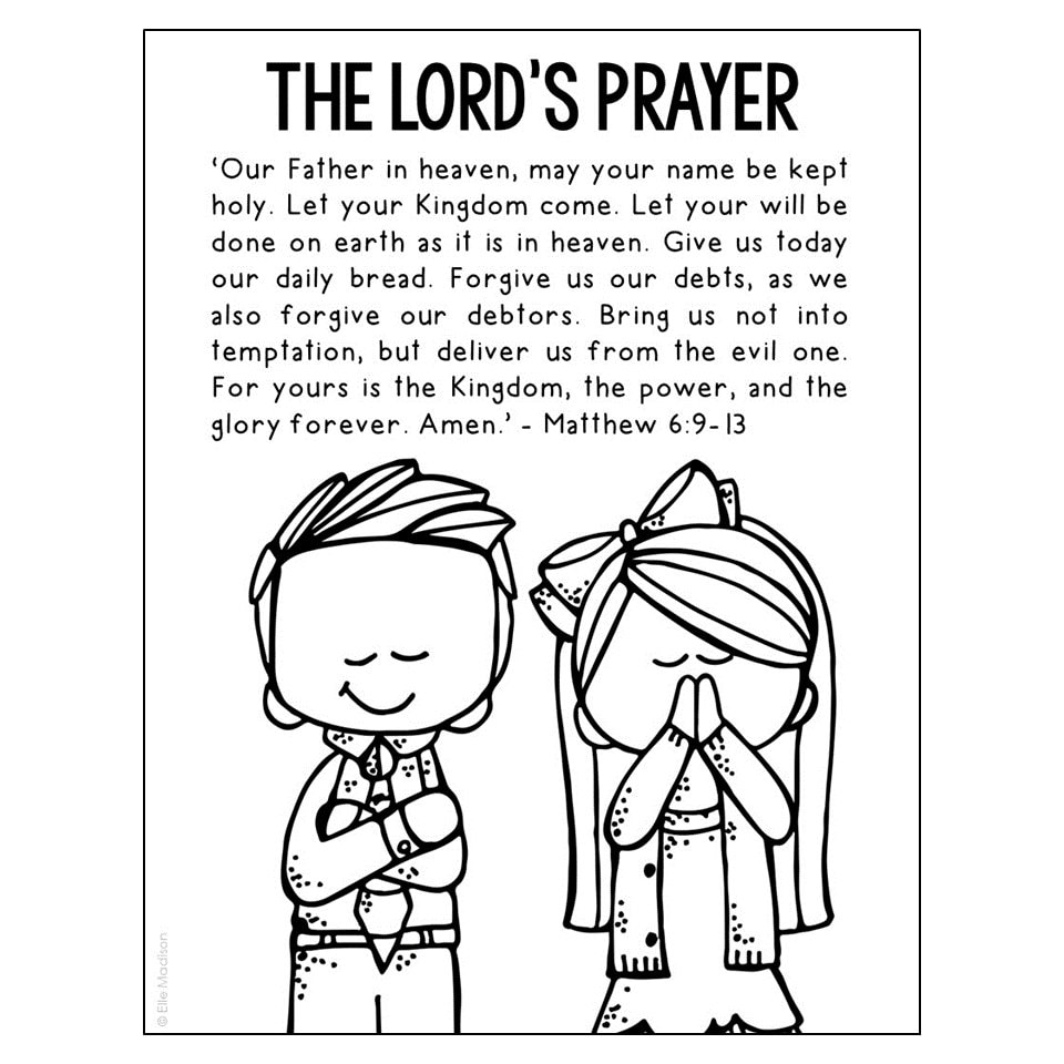The lords prayer bible story coloring page activity sunday school lesson plan bible study unit for kids new testament for kids download now