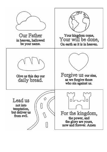 The lords prayer coloring page teaching resources