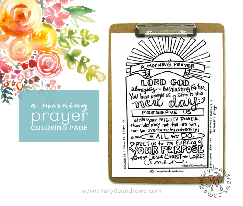 A morning prayer coloring page in english spanish