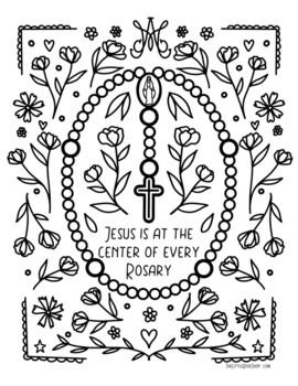 Rosary coloring page by the little rose shop tpt