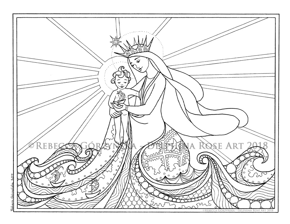 Star of the sea â catholic coloring page â delphina rose art