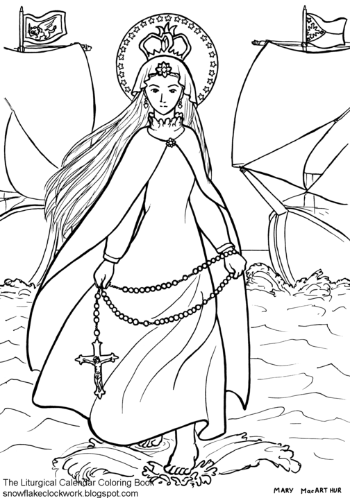 Snowflake clockwork holy family coloring page december pages and with that its done