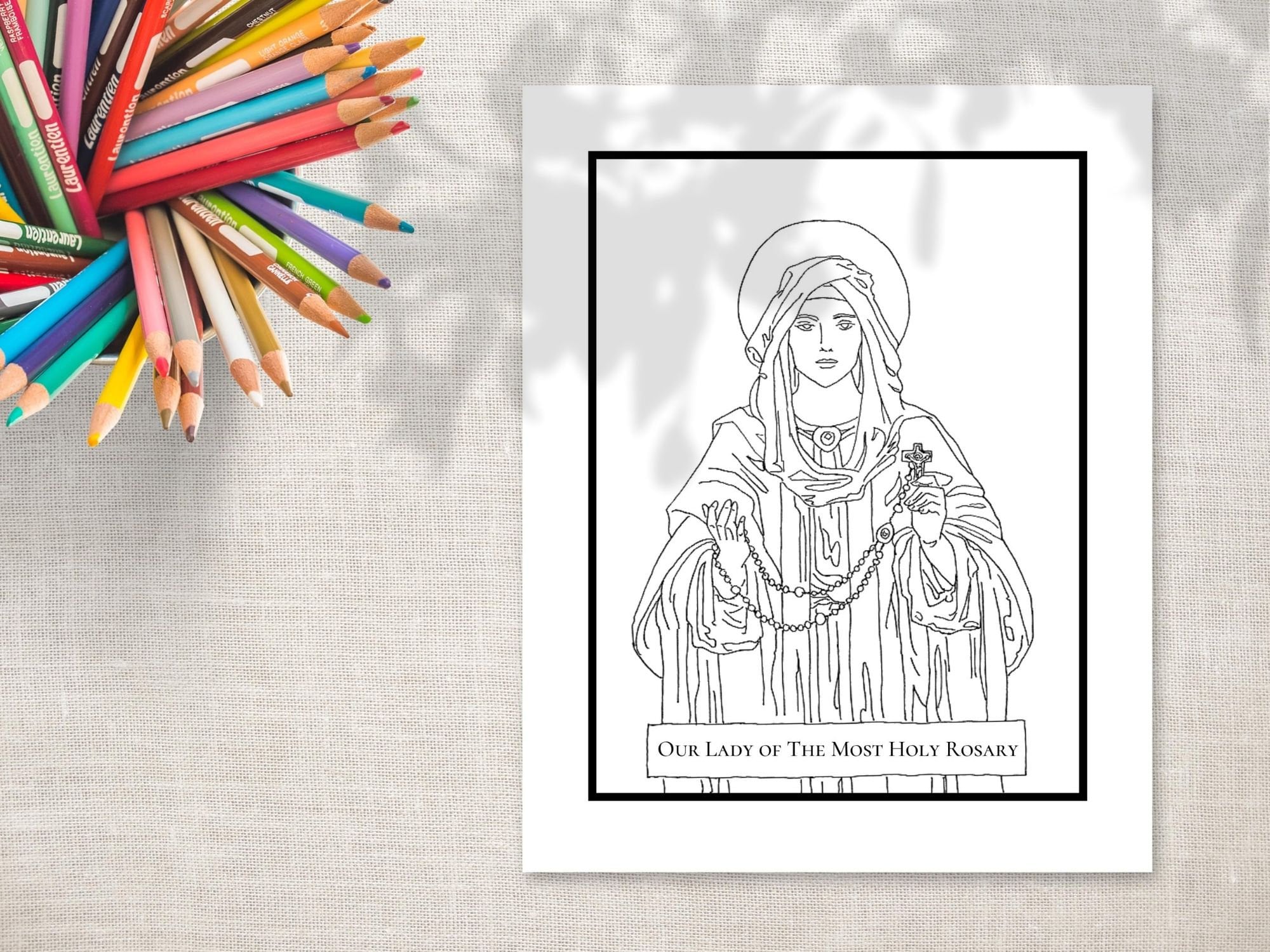 Printable coloring page our lady of the rosary catholic coloring page printable coloring page