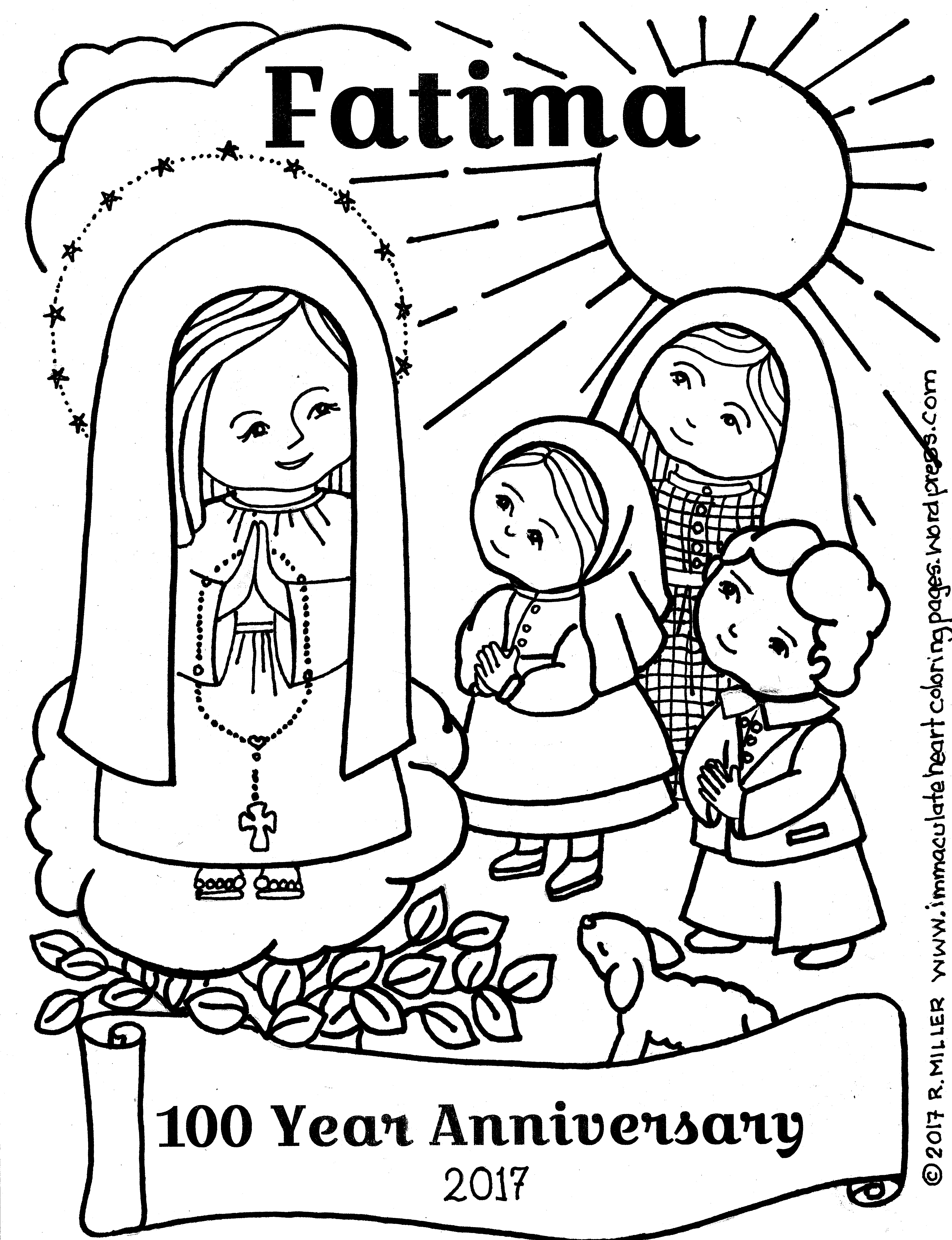 Fatima year anniversary coloring page â immaculate heart coloring pages