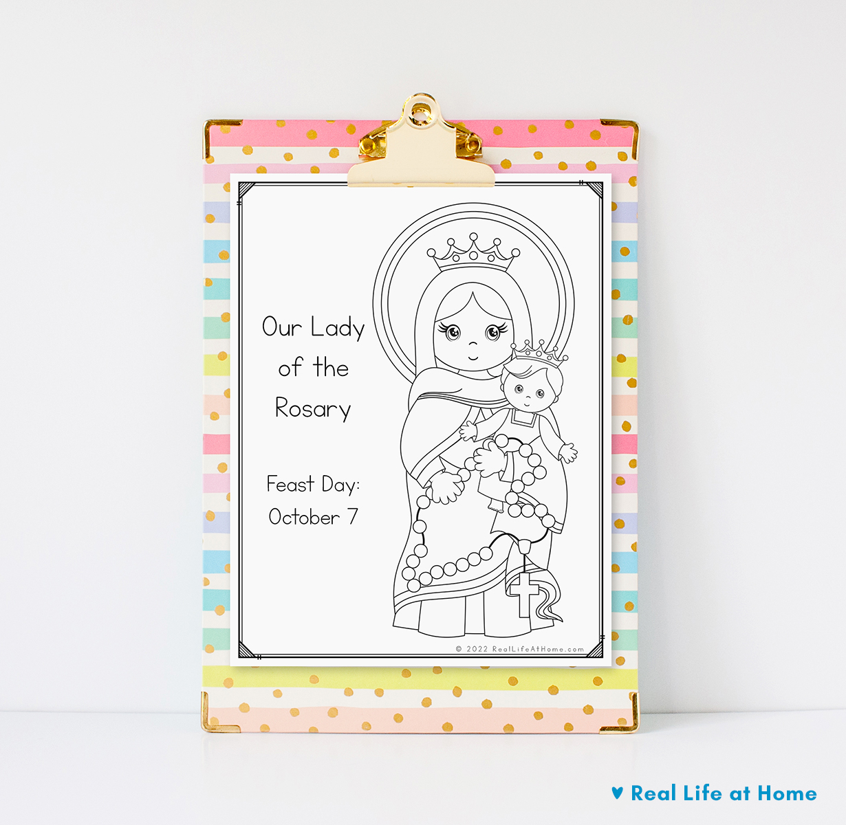 Catholic daily learning notebook calendar and coloring page printables