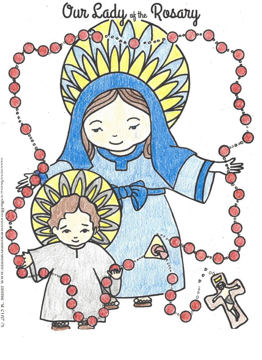Our lady of the rosary coloring page â immaculate heart coloring pages