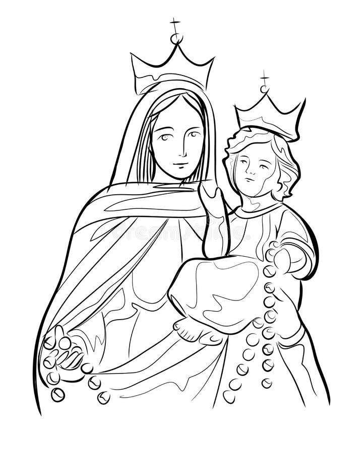 Our lady of the rosary hand drawn vector illustration stock vector