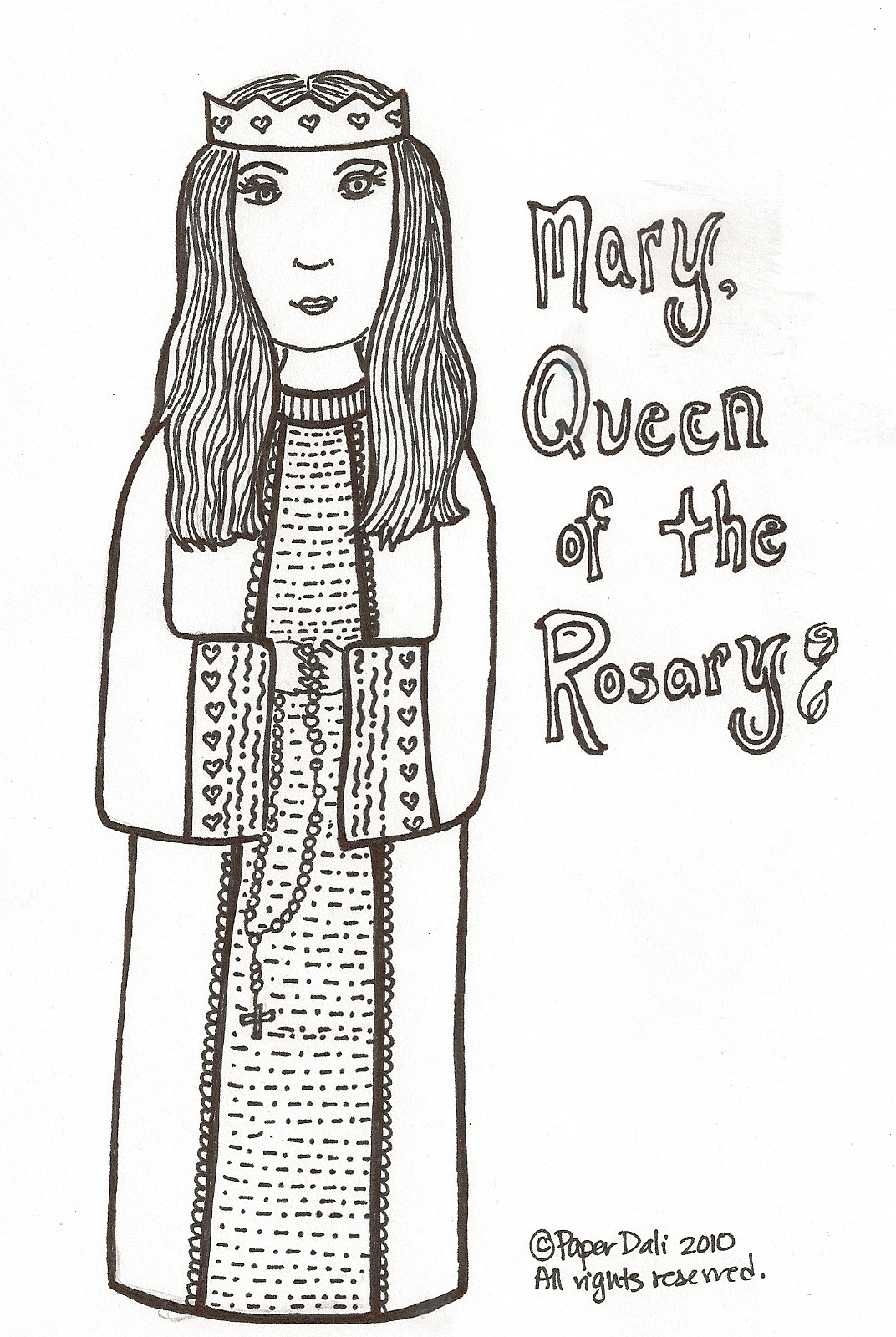 Paper dali mary queen of the rosary maria la reina del rosario