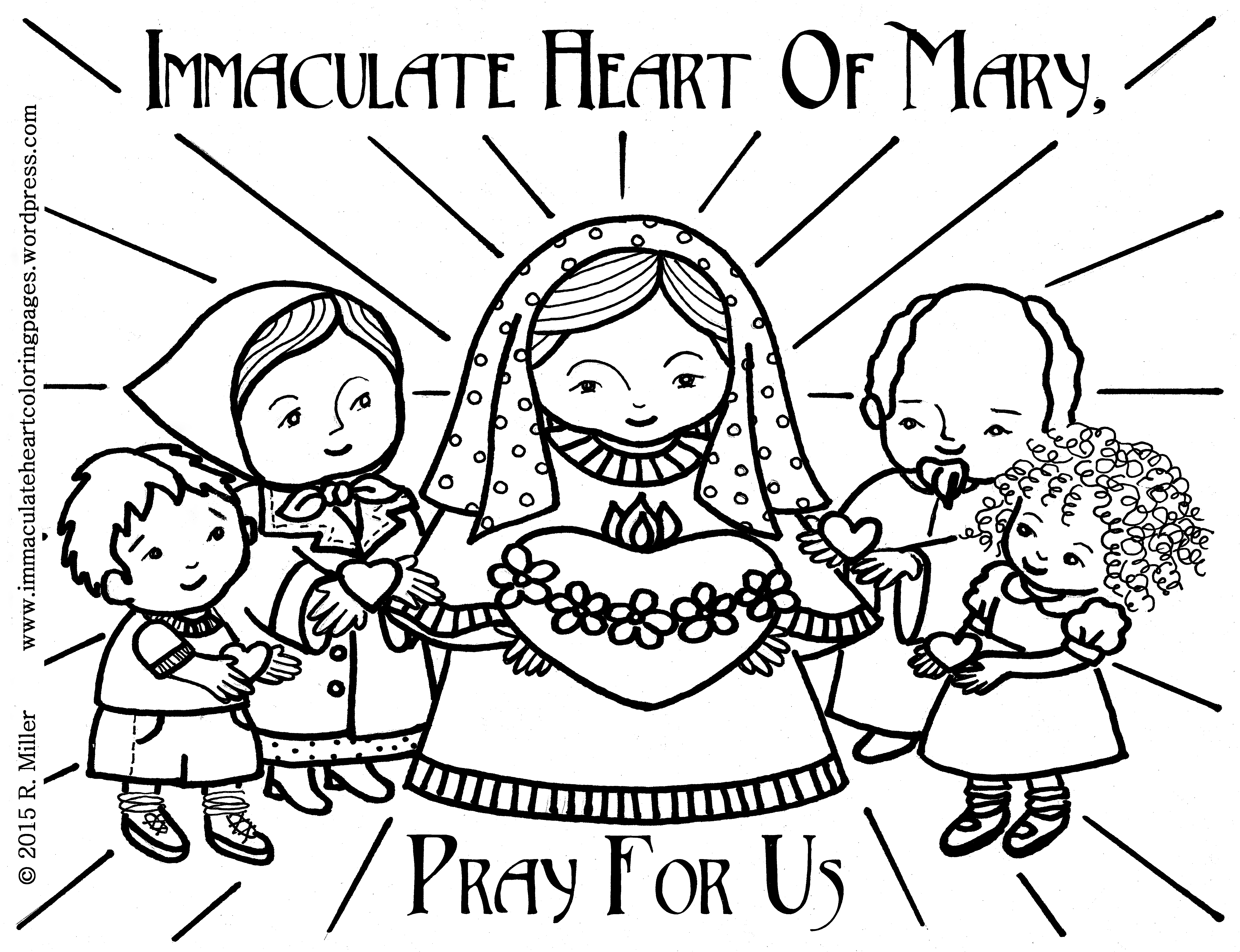 Our lady of the rosary â immaculate heart coloring pages