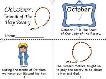 Octobermonth of the holy rosary mini bookrosary tracking gridcoloring page