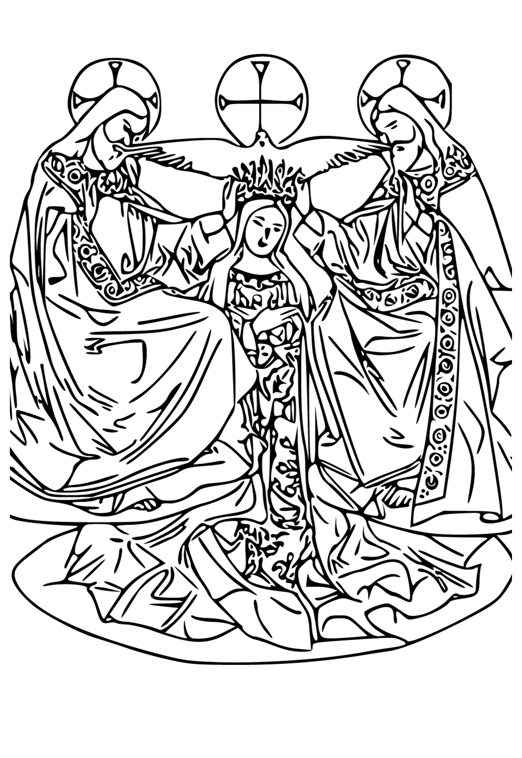 Free printable catholic characters coloring page for adults and kids