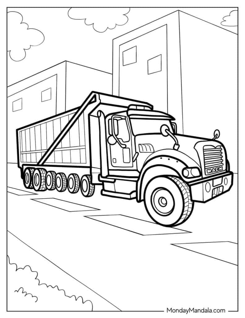 Truck coloring pages free pdf printables