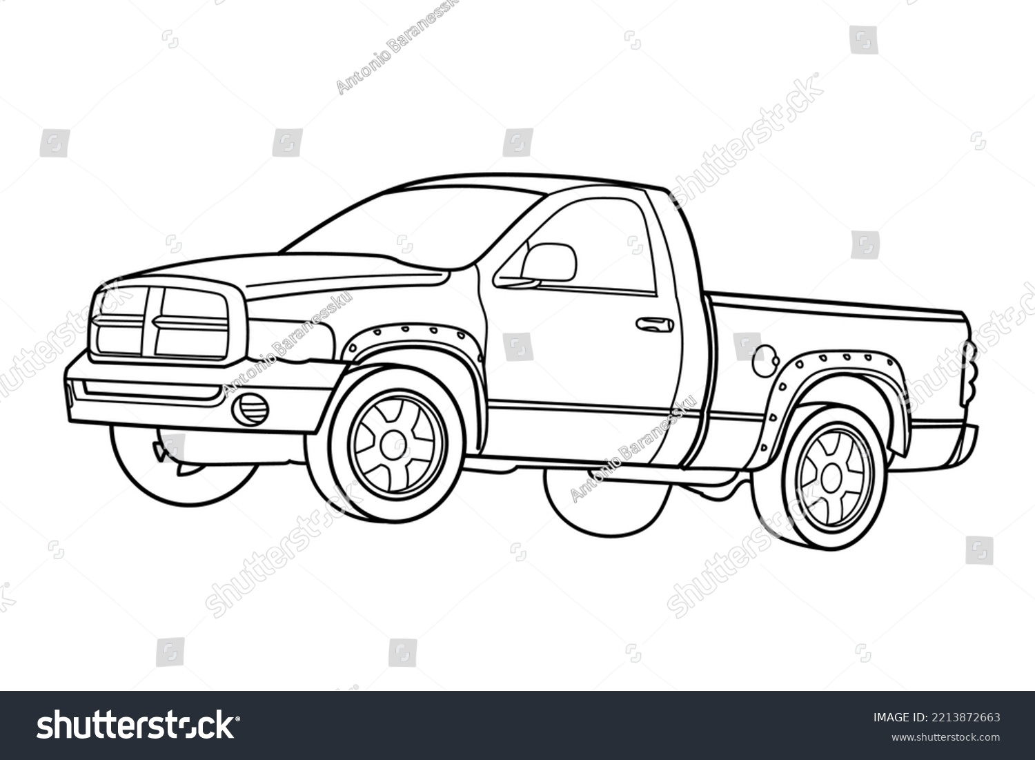 Pickup truck line drawing images stock photos d objects vectors