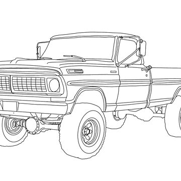 S lifted ford truck line drawing art board print for sale by youcanehere