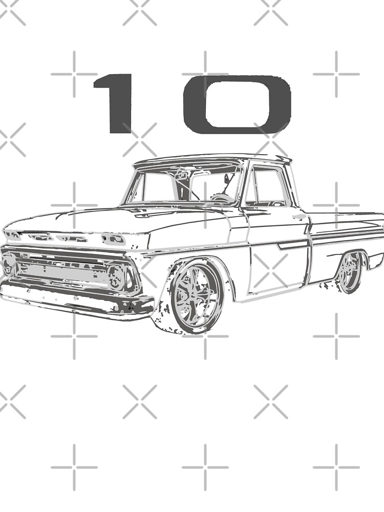 Chevy c custom outline art antique collector truck gift kids t