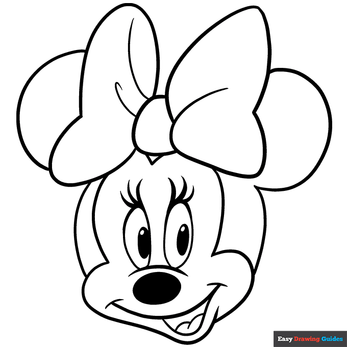 Minnie mouse coloring page easy drawing guides