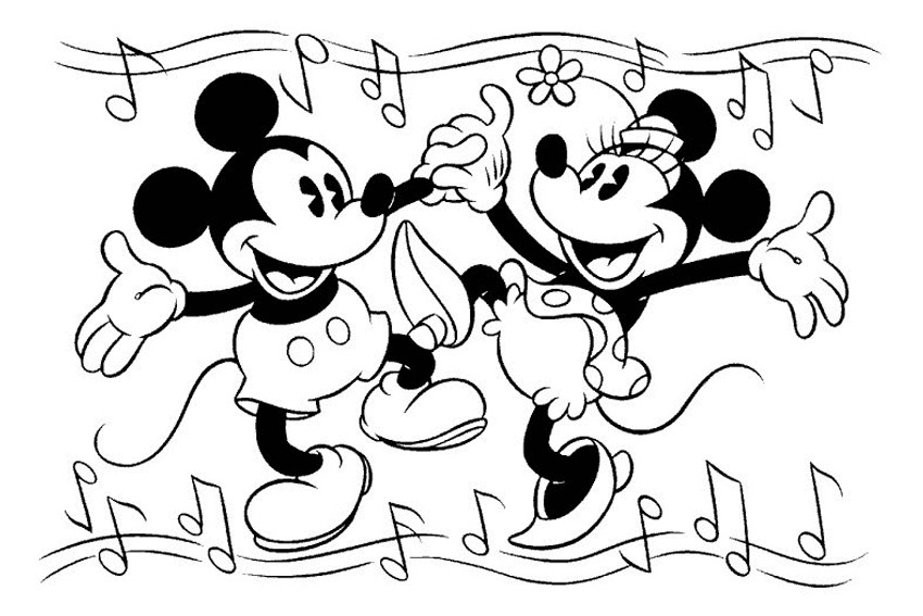Mickey and minnie mouse coloring pages for you to color in