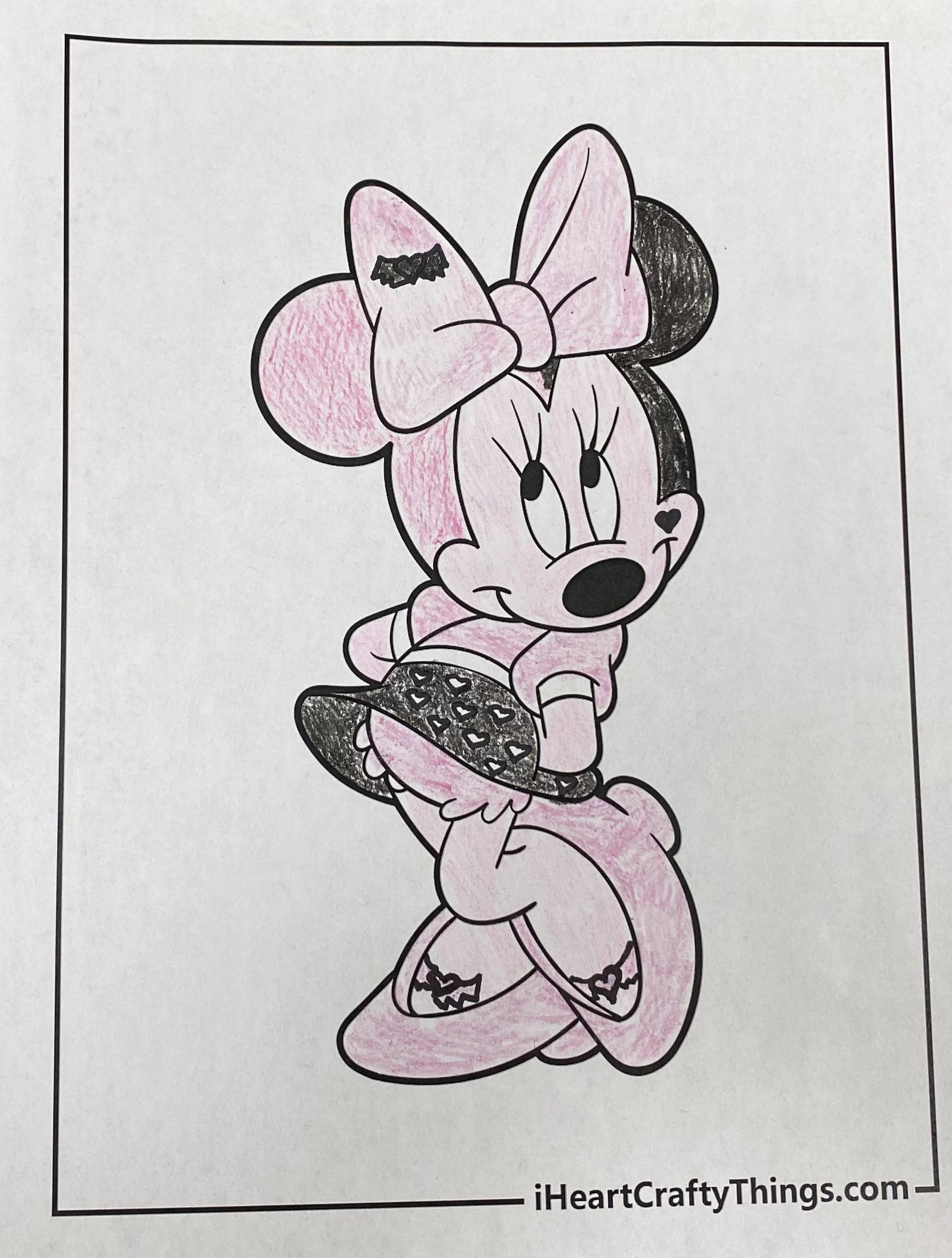 Minnie mouse coloring page with draculaura g colors pleted with a black permanent marker crayola crayons and cent crayons ð rcoloring