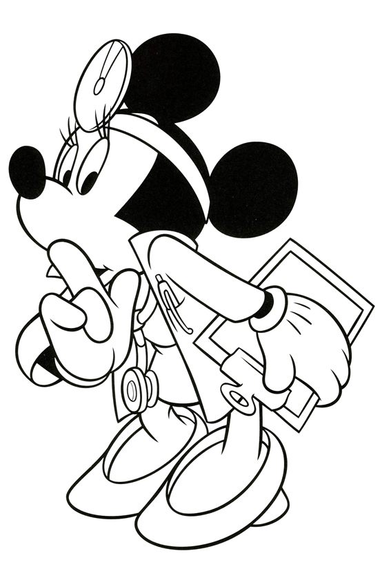 Minnie mouse with her own great coloring pages section