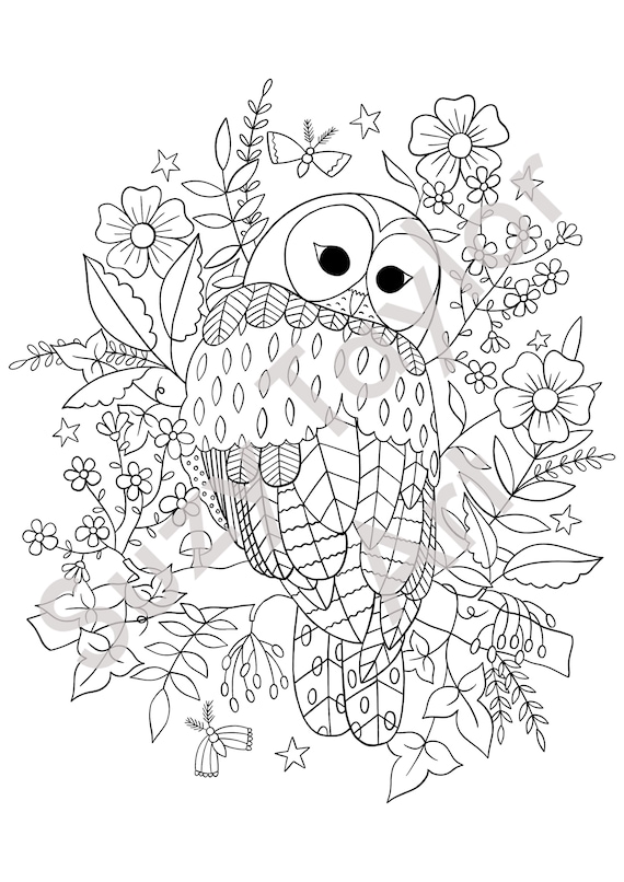 Shy owl printable coloring page