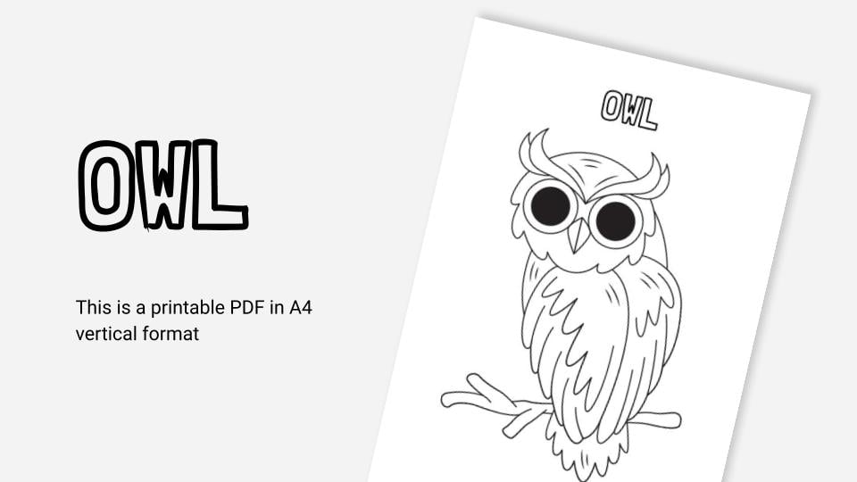 Owl printable coloring worksheet