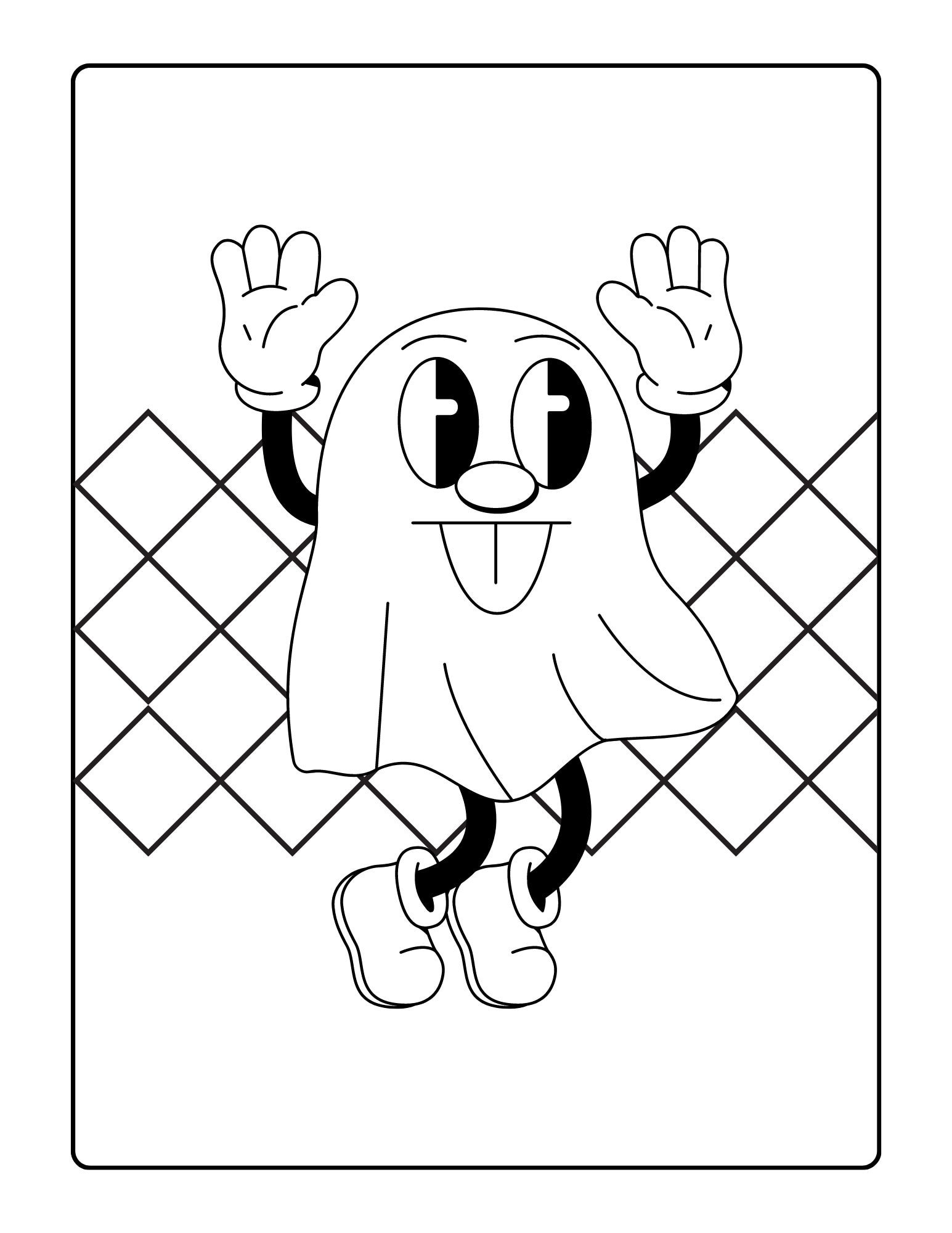 Retro cartoon coloring pages for kids adults instant download