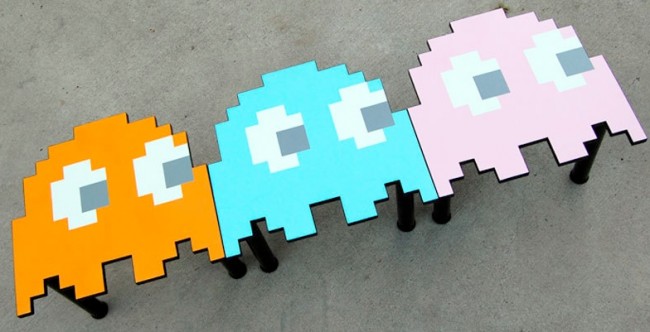 Custom wooden pacman ghost tables