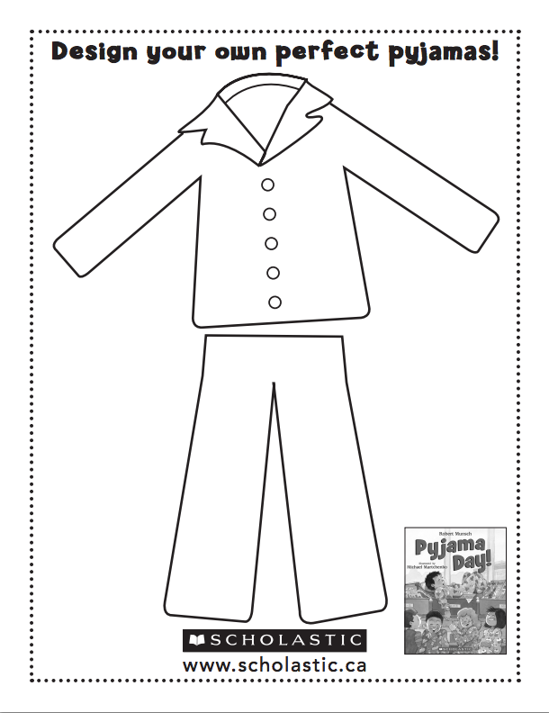 Pajama outline coloring pages