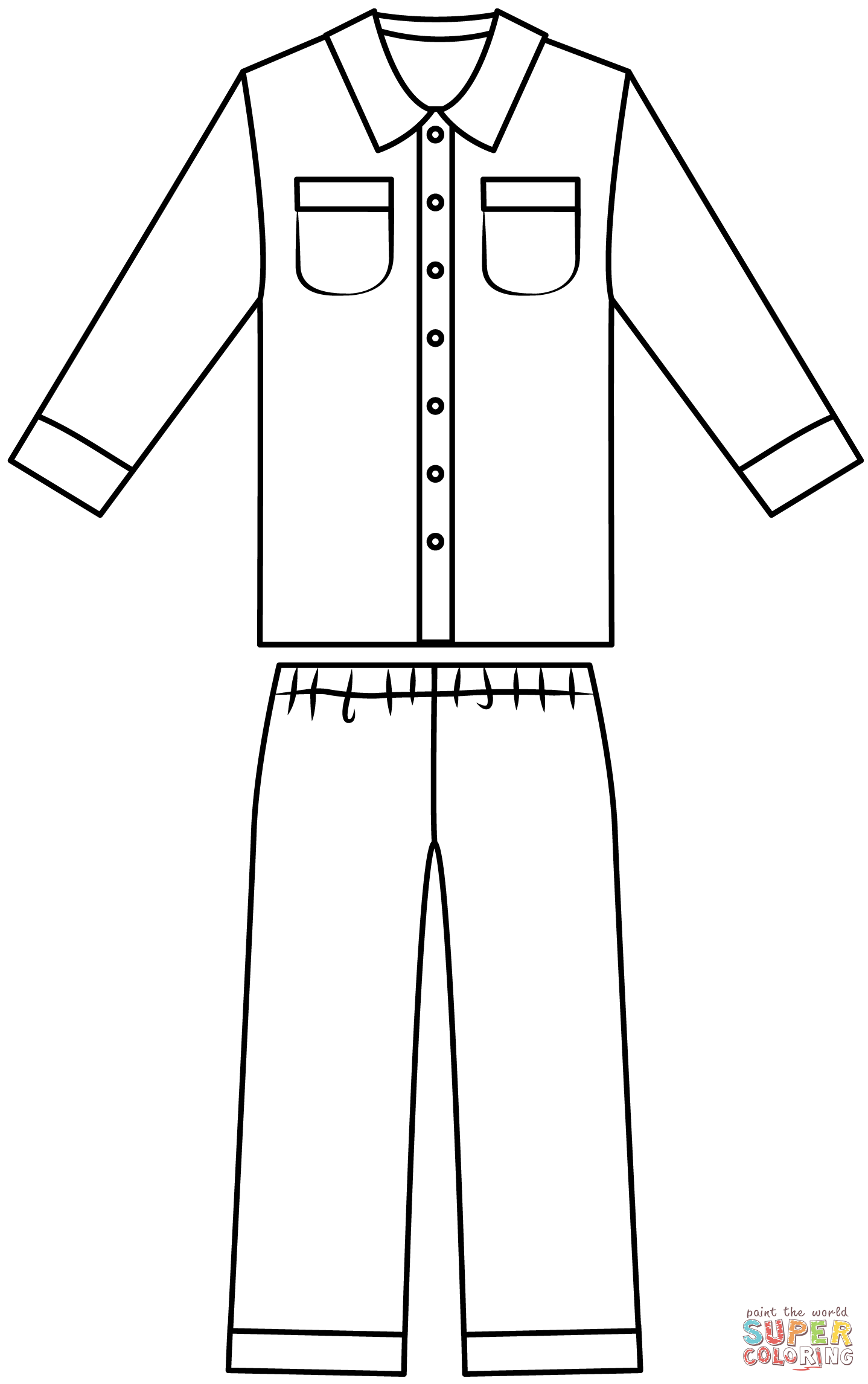 Pajama coloring page free printable coloring pages