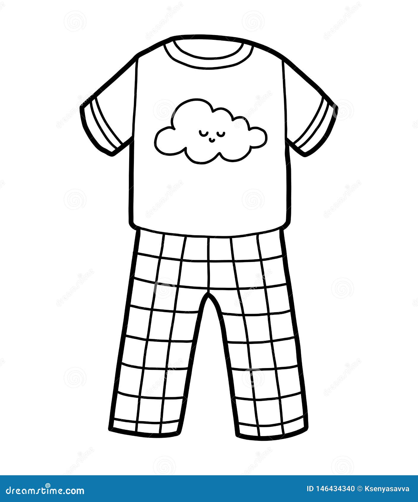 Coloring book pyjamas with cute cloud stock vector
