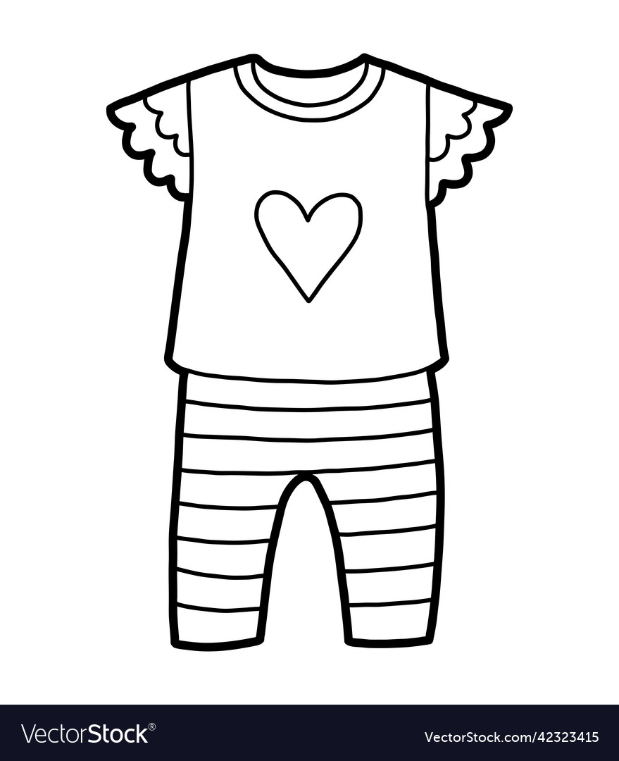 Coloring book pyjamas with heart royalty free vector image