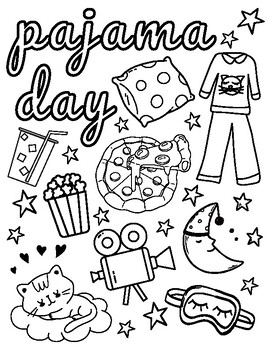 Pajama day coloring tpt