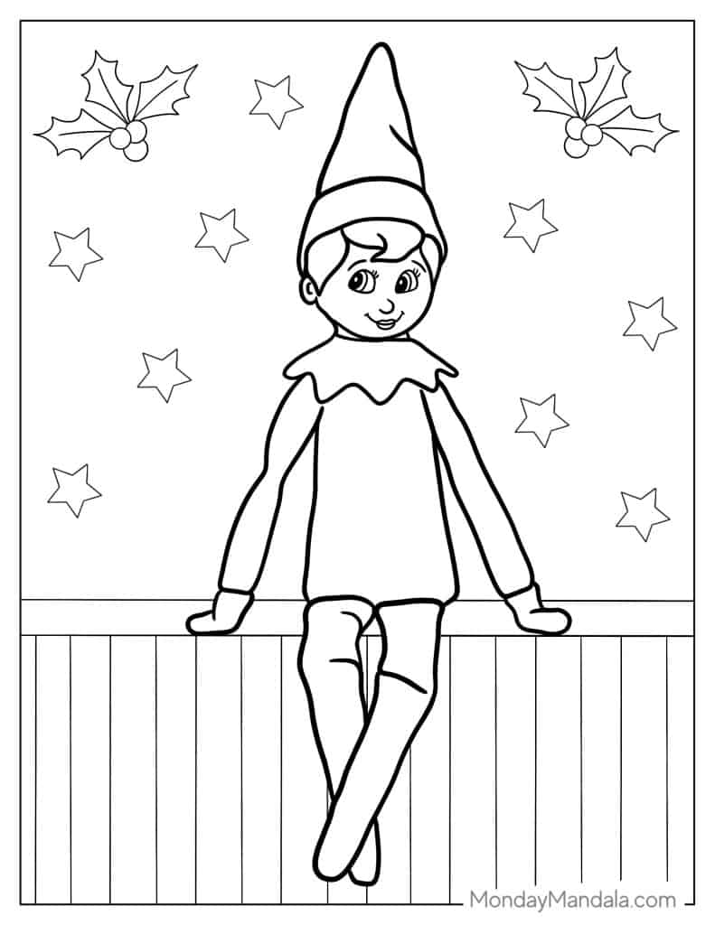 Elf on the shelf coloring pages free pdf printables