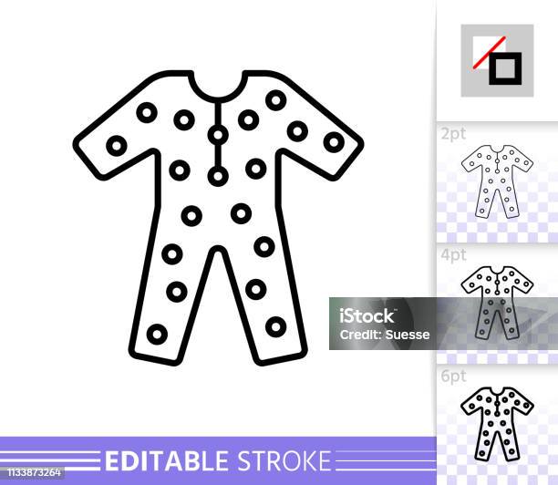 Pajama sleepwear wear simple thin line vector icon stock illustration