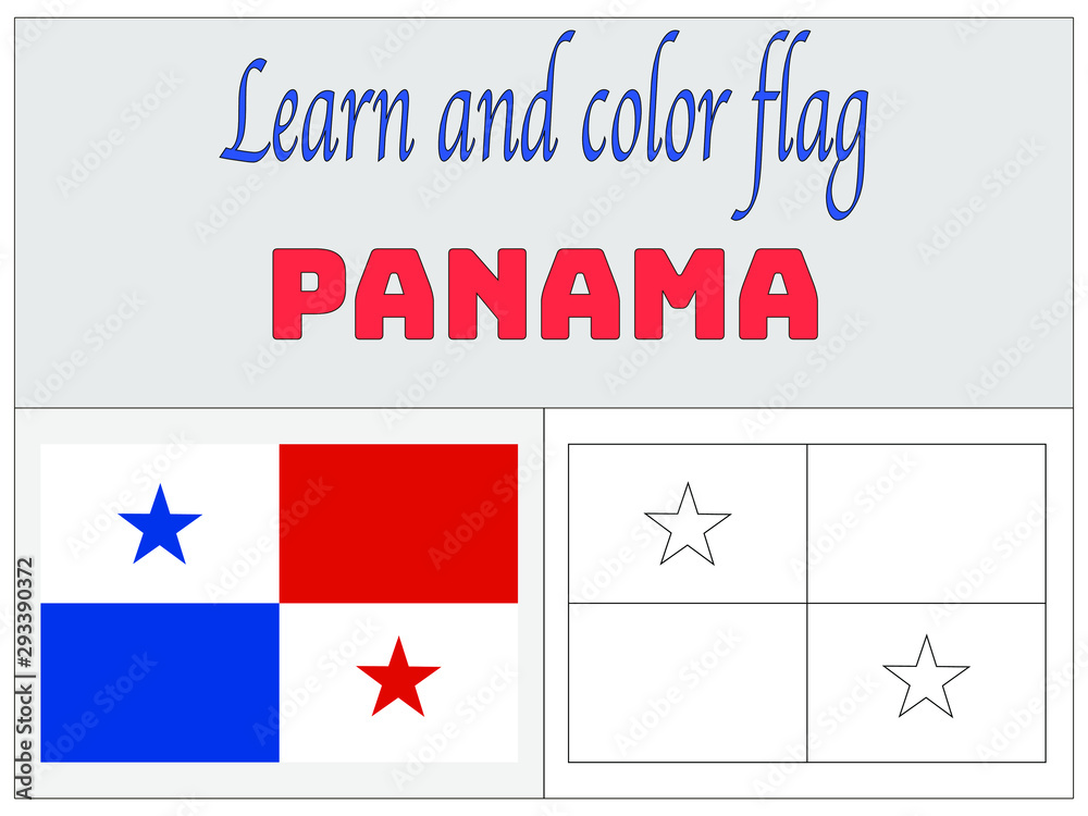 Panama national flag coloring book for education and learning original colors and proportion simply vector illustration from countries flag set ëí