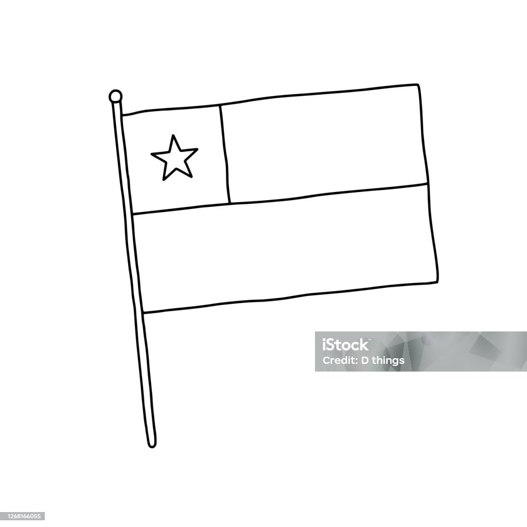 Chile flag vector outline illustration stock illustration