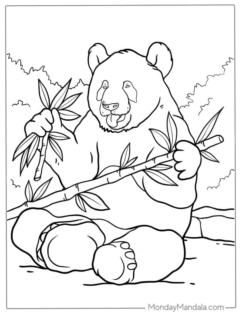 Panda coloring page free pdf printables