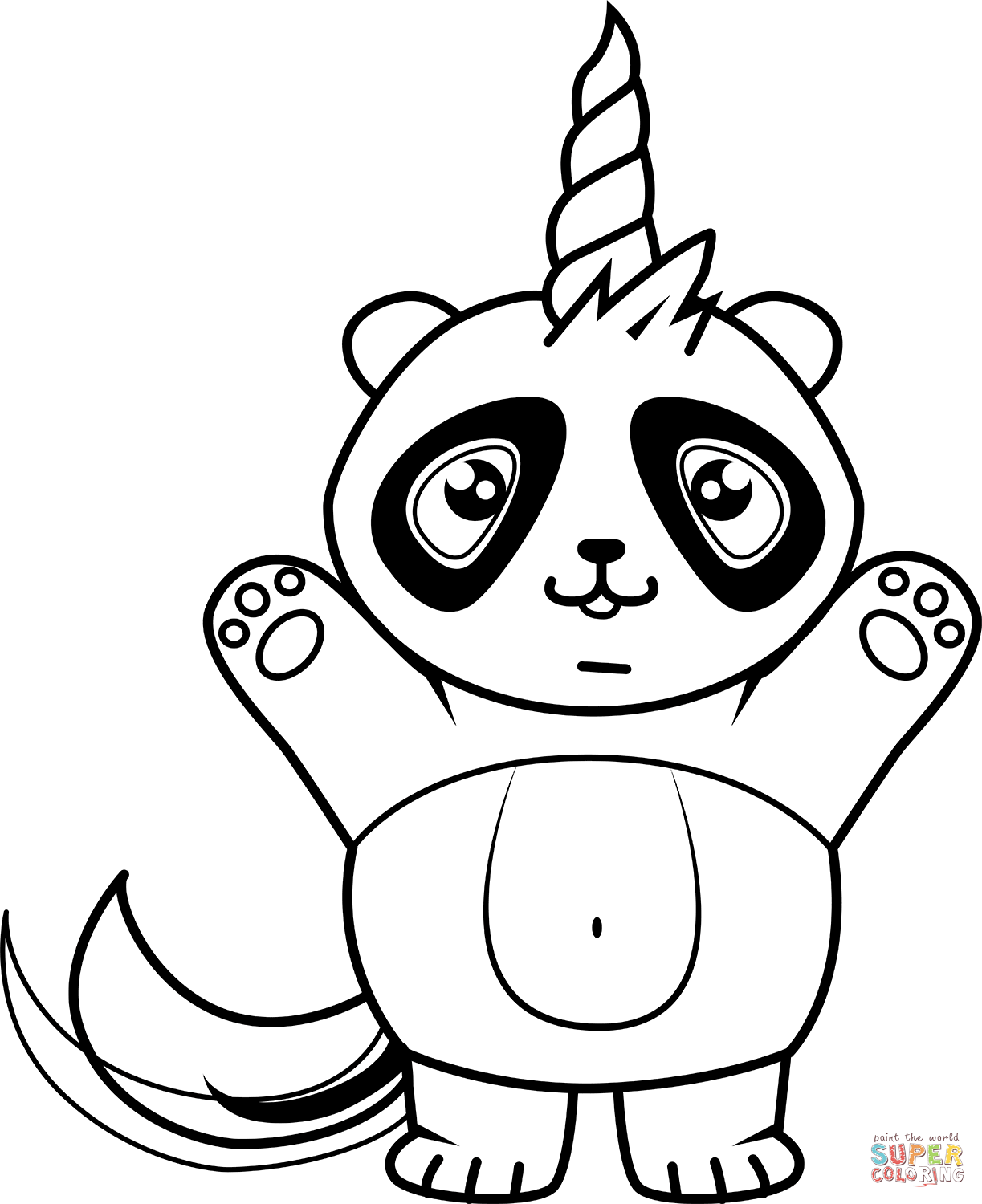 Unicorn panda coloring page free printable coloring pages