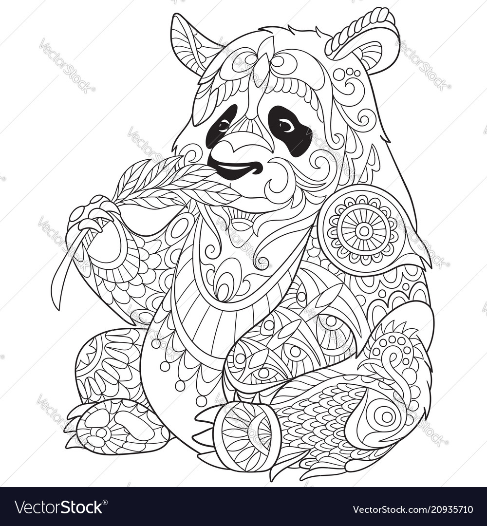 Panda coloring page royalty free vector image