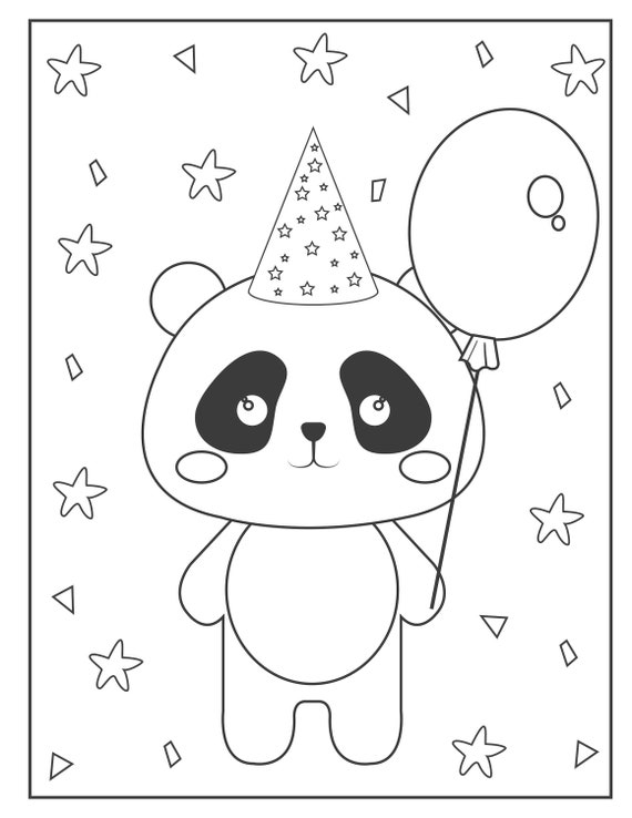 Printable panda coloring pages for children instant download