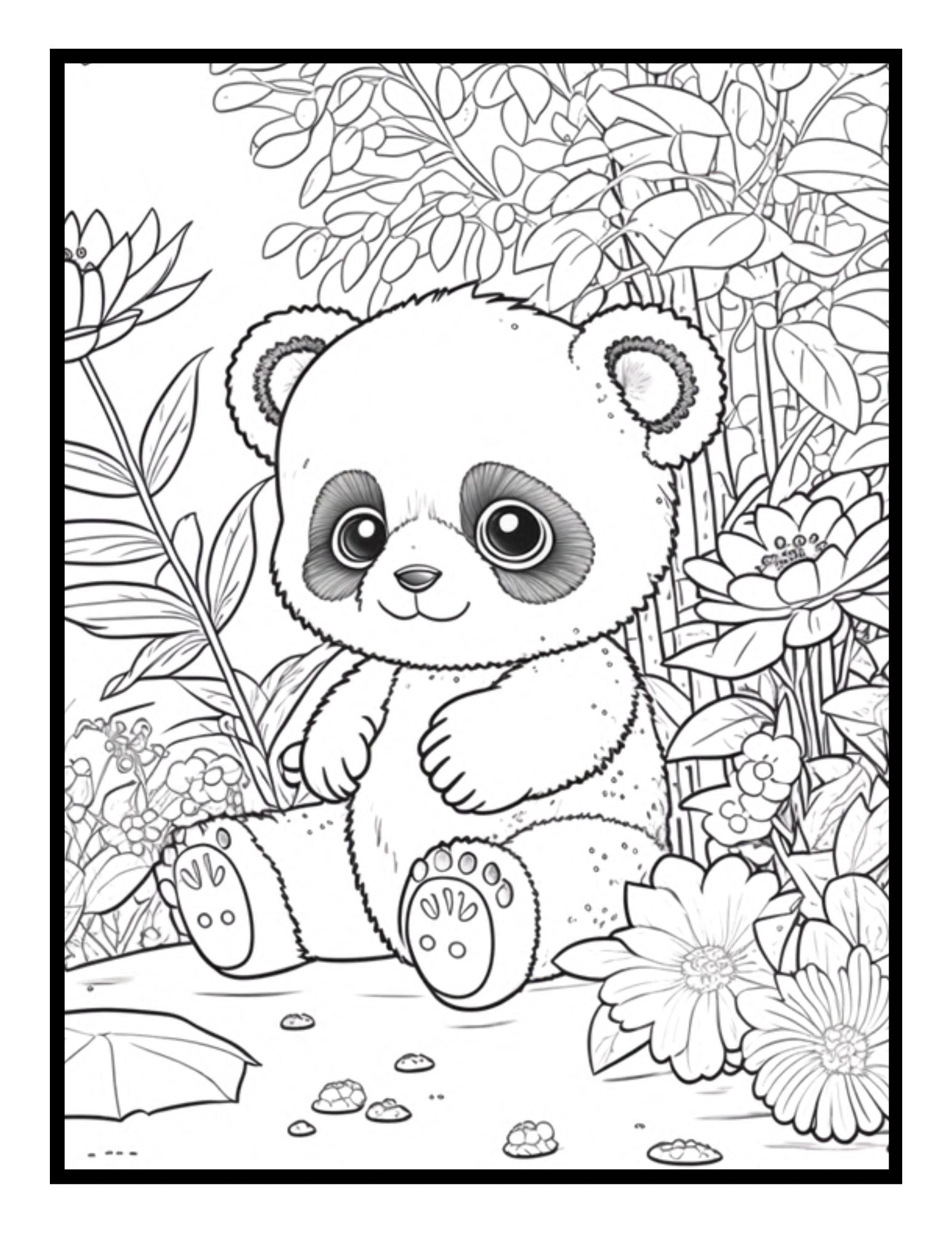 Cute panda coloring book jungle animal coloring sheets for kids teens â mode art design