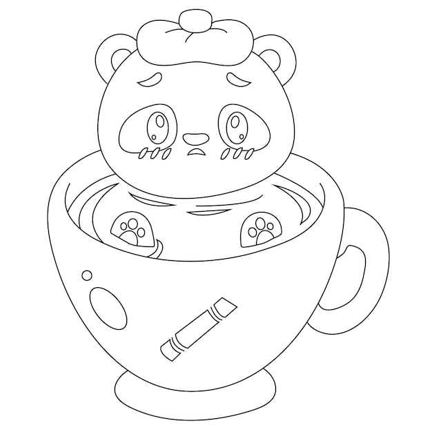 Premium vector cute panda coloring pages for kidsline art coloring page coloring book pagekdp drow