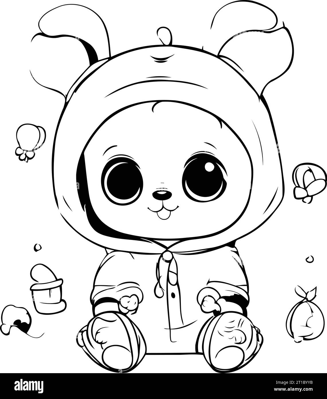 Cute cartoon baby panda vector illustration for coloring book stock vector image art