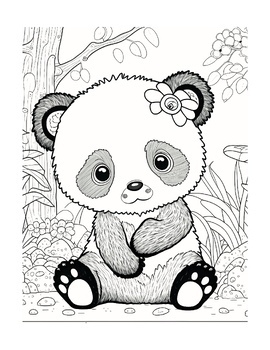 Cute baby panda coloring book for kids