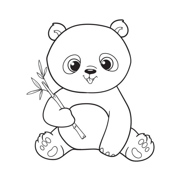 Panda bear coloring pages stock illustrations royalty